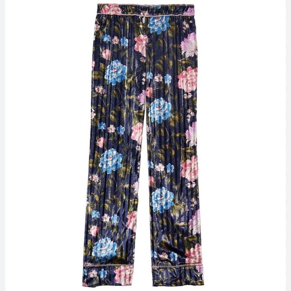 Victoria’s Secret Women’s Pull On Navy Floral Striped Pajama Pants